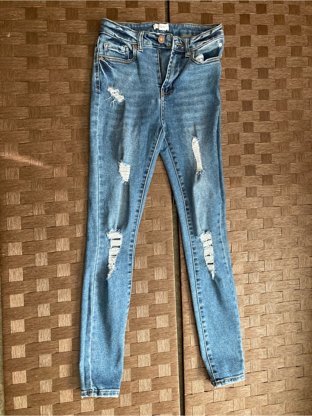Forever 21 Light Blue Ripped Skinny Jeans